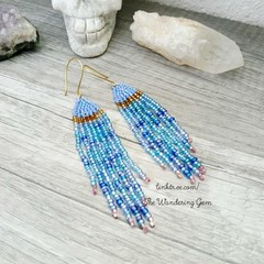 Boho Chic Beaded Fringe Cascade Shoulder Duster Dangle Earrings 3.5″