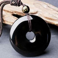 Black Obsidian Donut Buckle Pendant Healing Reiki Amulet Protection Necklace