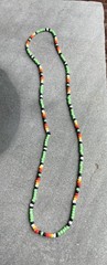 Riker Hill – Long Handmade green sunset glass seed bead Necklace approx. 28”