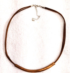 Copper & Leather Choker Necklace Minimalist Modern Boho 19″ +