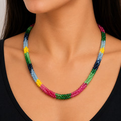4-5mm Natural Multi Quartz Twisted Necklace Rainbow Color Gemstone Beads 18″