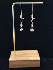 Silver Tone Metal & Glass Beaded Dangle Drop Hook Earrings for Lobe