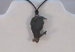 Raven Pendant Lead free Safe Pewter 1-1/2″ x 1″ Corded Made in USA Eco Smart