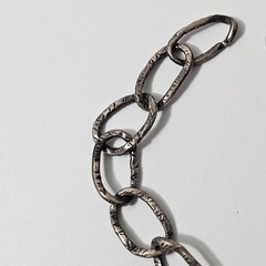 Sterling Silver Chain Link Textured Bracelet Artisan Toggle Clasp 19.2g