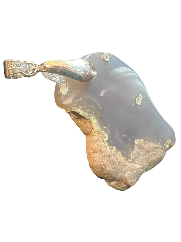 Natural Untreated Polished Chalcedony Pendant Gold Plated 18K Bail