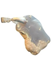 Natural Untreated Polished Chalcedony Pendant Gold Plated 18K Bail