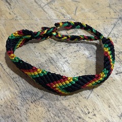 Rasta Colors Woven Friendship Bracelet: Hand Made In Mexico, 9.5” by 7/8 ”