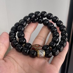 Black Jade Bodhi Bead Bracelet for Men: Buddhist Prayer Beads Amulet Gift