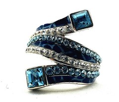 925 Silver Ring With Blue Stones Extravagant Size 60 Jewelry Design Fine