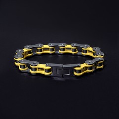 Punk Men Wrist Chain Bracelets Yellow Biker Bicycle Chain Link Bracelets For Men