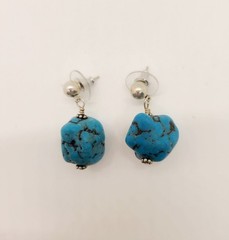 Handcrafted Chunky Faux Turquoise Choker Bracelet Earrings Set