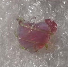 Handmade Glass Blowing Pink Heart Rose Pendant