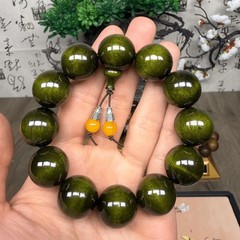 Chinese Cat’s Eye Golden Nanmu 15/20mm Buddhist Prayer Bead Bracelets