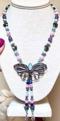 BEAUTIFUL Sterling Silver Larimar, Kunzite, Labradorite, Etc. Butterfly Necklace