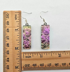 Handcrafted Florentine Fused Dichroic Glass Earrings/Sterling Silver Ear wires