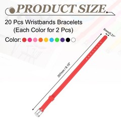 Slide Bracelet Wristband, 8.2 x 0.3”Silicone Adjustable Bracelet, Mixed Colors
