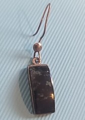 Vintage Sterling 925 Solid Silver Snowflake Obsidian Drop/Dangle Earrings