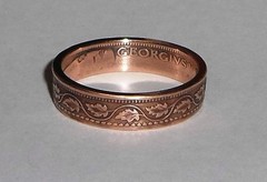«Sealed» Coin Ring handmade from 100 year old Canadian large cent size 6-13