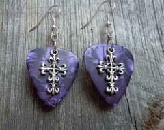 Scrolling Cross Charm Guitar Picks Earrings – Pick Your Color