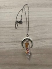 Crescent Moon Necklace Vial of Salt and Rose Petals Love Protection