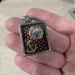 Vtg Choker Necklace By Classic Hardware Compass Anchor Shadowbox Steampunk