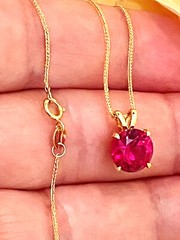 2ct Ruby Gold Necklace Women Natural REd Ruby Pendant 2 carat Solid 18kt Gold