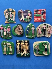 Vintage Jewelry Lot Lucinda Pin Not House Woman Golf Golfer Pin 10 Pc Whimsical