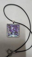 Unique OOAK Statement Art Under Glass Pendant Necklace On Cord. Handmade.