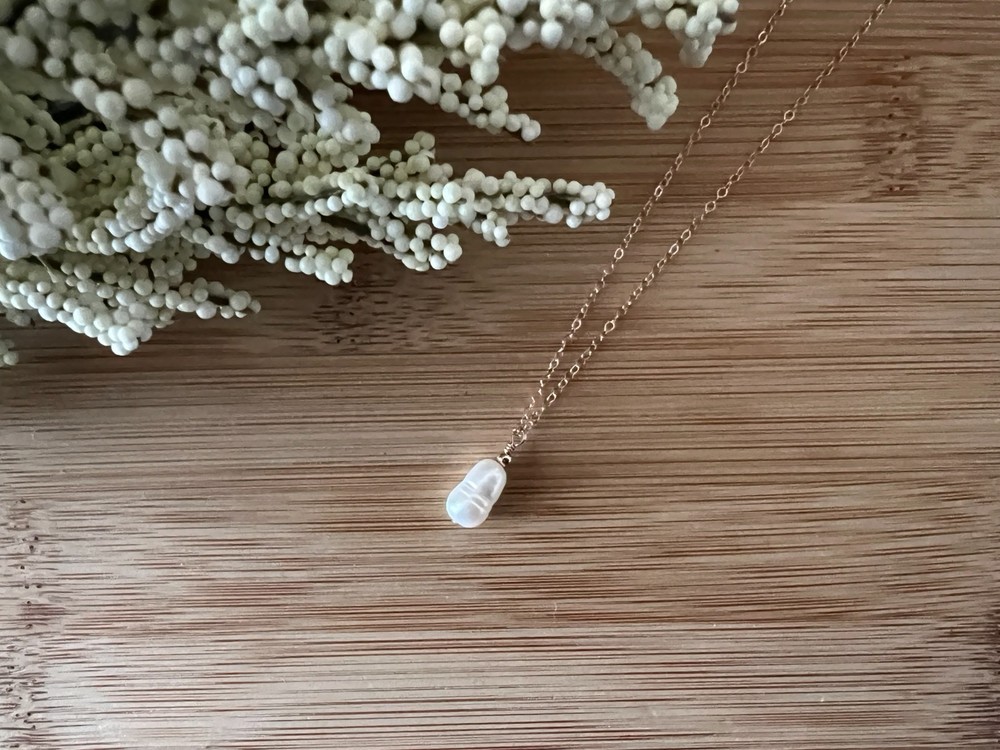 New! Freshwater Pearl & 14kt Rose Gold Filled Necklace Handmade 18 in. – N368