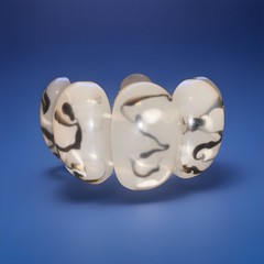 Wide Chunky Resin/Flex Bracelet in Black/Grey/White – 9 1/2” In Diameter Y2K