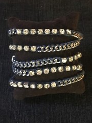 AUTHENTIC CHAN LUU SS MULTI-WRAP BRACELET. CHAIN. STONES. HALLMARK