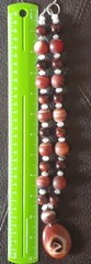 Artisan Agate Red Tiger Eye Rutilated Quartz Beaded Toggle Necklace Pendant