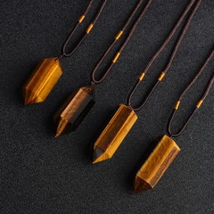 4-5cm Natural Tiger’s Eye Point Crystal Pendant Healing Reiki Amulet Necklace