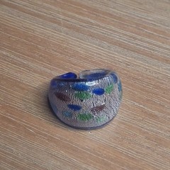 Murano Style Glass Dome Ring – Multicolor Silver Foil Venetian Art Glass