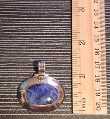 Vintage Sodalite Inlay Sterling Silver Hinged Bail Pendant 925
