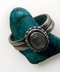 Handmade 925 Sterling Silver Gray Moonstone Cabochon RING Sz6.75 Adjustable 3.7g