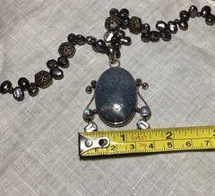 Lovely Handmade Denim Lapis, Cultured Pearls, Crystal & Sterling Silver Necklace