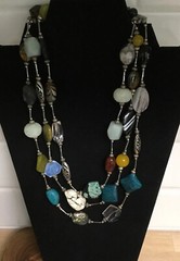 Statement Boho Chic Necklace Gemstone Layers Strand Artisan Nature Earth Organic