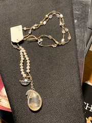 Silpada Silver Cultured Pearls & Clear Natural Stones Necklace