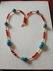 Beautiful Handmade Glass And Metal Beaded Necklace 23″ New