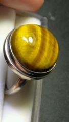 ATTRACTIVE NATURAL TIGER’S EYE QUARTZ IN STERLING SILVER .925 RING SIZE 9.25-9.5