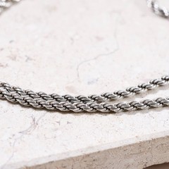 20” 3mm, vintage Sterling silver handmade necklace, 925 diamond rope chain