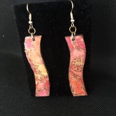 Paper Mache’ And Wood Earrings