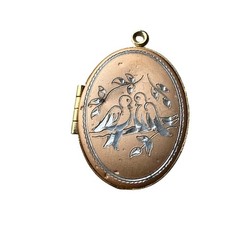 Vintage Oval Rose Gold Engraved Locket Necklace Pendant Oval Shape