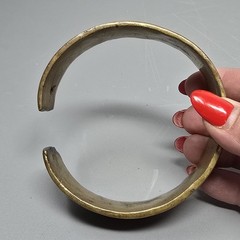 Solid Brass Large Cuff Artisan Unisex Statement Bracelet Vtg W/ Patina 5.4oz