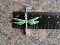 Dragonfly Southwest Sterling Silver Petite Pendant Gaspeite Gemstone & Opal T36