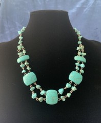 Natural Turquoise Necklace 18 Inches +1,5” Artisan Design