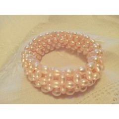 Pink Luster Natural Pink Freshwater Pearls Stretch Bracelet Cluster Multi Strand