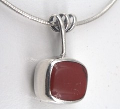 Sterling Silver Pendant Spiral Bail Slider Omega Style Chain Red Jasper Necklace