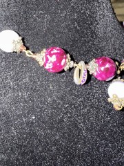 Artisan Purple Lavender Art Glass Bead Necklace Antiqued Brass Statement Jewelry
